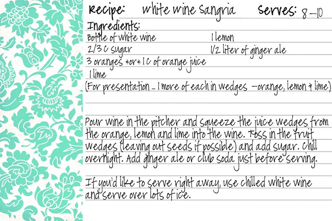 Coleman Chronicles: White Wine Sangria